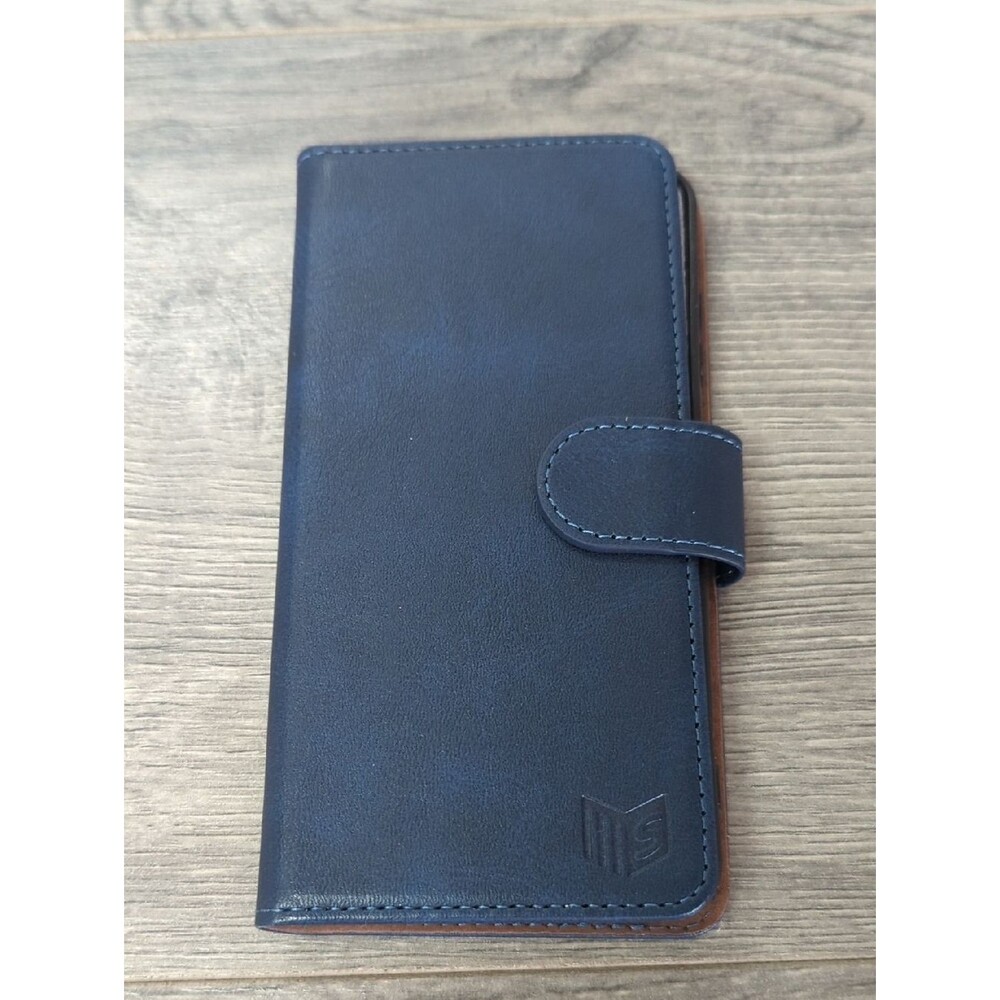 Samsung S25 Wallet Case Navy PU Leather - Picture 1 of 4